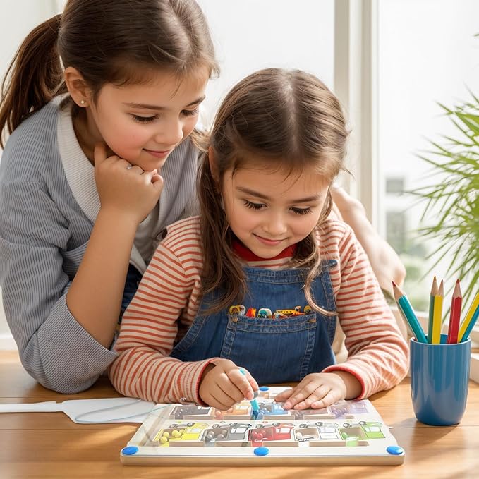 Magnetic Color & Number Maze Matching Game Montessori Wooden Toddler Toys Mathematical Calculations Fine Motor Skill Early Development Toy for 3-5-Year-Olds