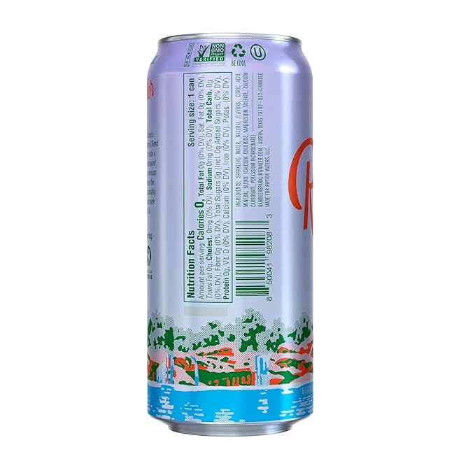 AUTX RAMBLER Sparkling Water, Texas Limestone Mineral Blend, Blackberry Flavor, 16-Ounce Tallboy Cans, 12-Pack