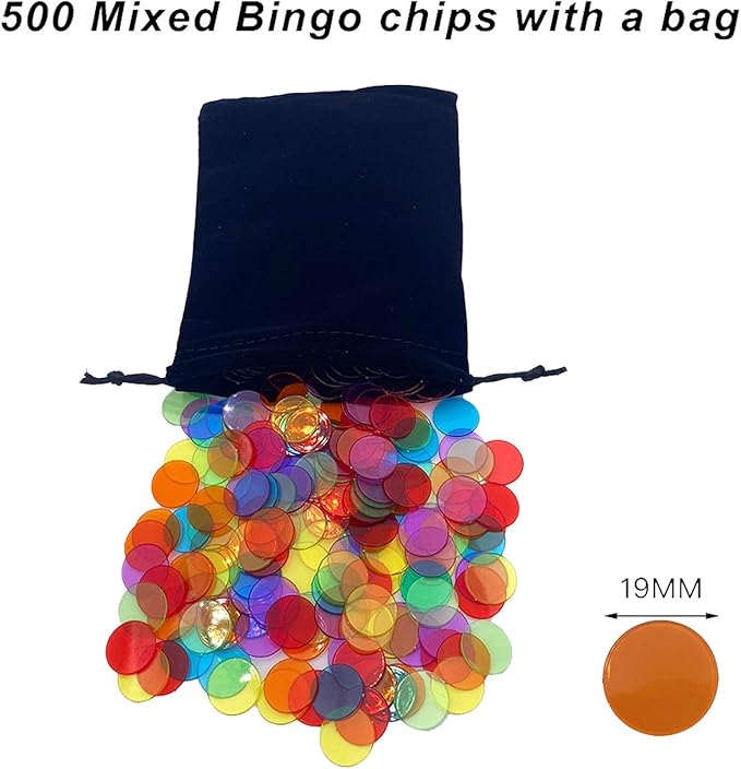 Deluxe Bingo Game Set-6 Inch Metal Cage, Master Board,75 Colored Balls, 50 Bingo Cards,500 6 Color Mix Chips and 2 Bags,Ideal for Large Groups