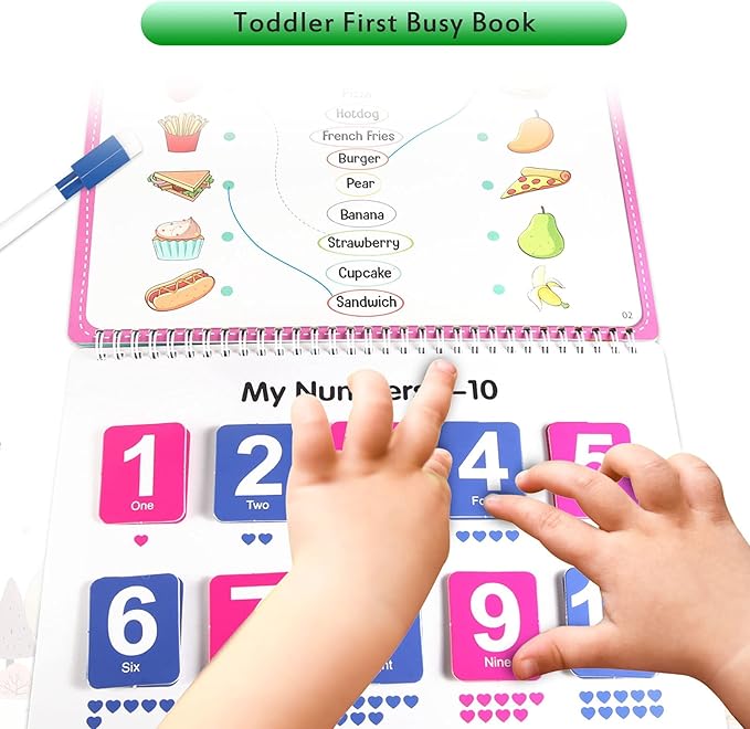 Preschool Montessori Toys Busy Book, 18 Themes Toddler Educational Learning Activities Book, Autism Sensory Toys with ABC Numbers Colors Shapes for Kids 3 4 5 Years Old