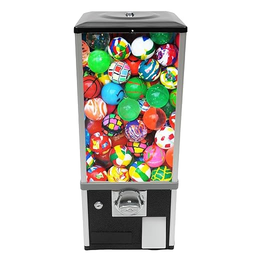 Candy Vending Machine 4X 25 Cents Toys Candy Dispenser Gumball Machine for Retail Stores Parks Game Halls and Home,10.2x10.2x25.2in,with 2 Keys (Black)