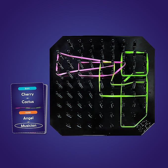 Uzzle Stretch & Sketch Peg Board Game, Expert-Level Challenges, Action Packed Rubber Band Game 3-6 Players, Ages 6+