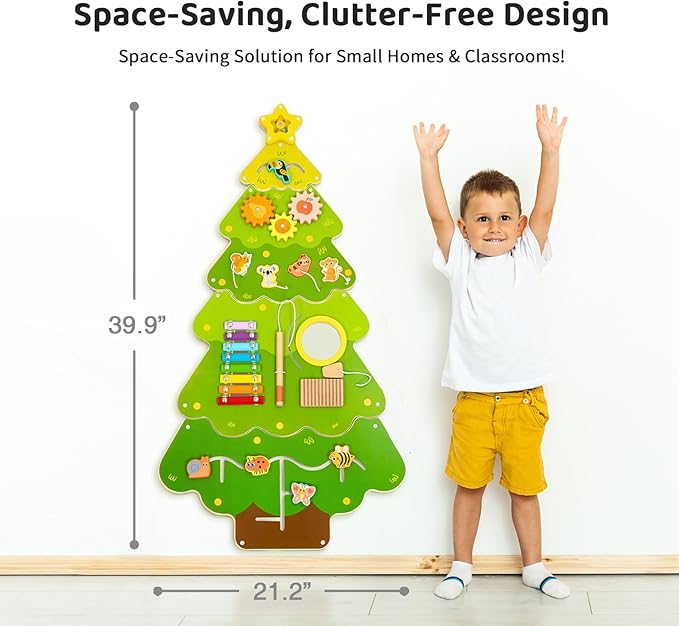 Tree Wall Busy Board Panel, Montessori Sensory Toy, Toddler Learning Activity Center, Toddler Learning Activity Center, Interactive Toys, Wooden Sensory Wall Develops Kids Skills in All Aspects