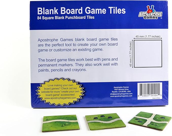 Apostrophe Games Square Board Game Tiles – 84Pcs Large Game Board Pieces Blank Game Board Chits, Same Size as Carcassonne– Create Your Own Custom Tiles