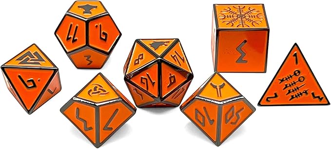 Norse Foundry Set of 7 Molten Lava Norse Series Full Metal Polyhedral Dice RPG Math Games DND Pathfinder