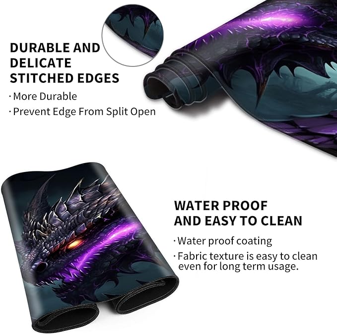 Card Playmat 24" x 14" Game Mats for TCG/MTG Cards, Trading Card Game Stitched Play Mat Original Duel Mat Gaming Competition Pad Board Games Card Binder Tabletop Mat, Dragon Mana