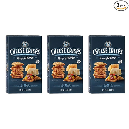 John Wm. Macy - Asiago & Cheddar CheeseCrisps - Hand Crafted, Non GMO, and Nothing Artificial - Made with Real Cheese - 4.5 oz. Cartons - 3 Pack