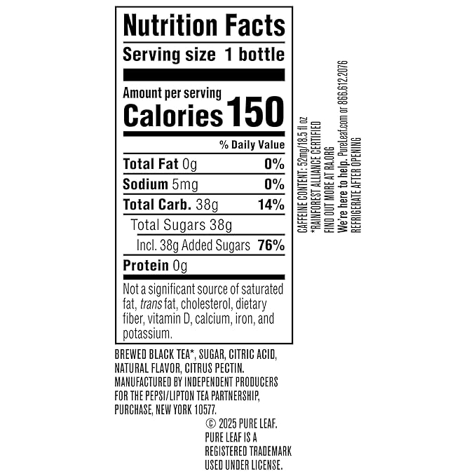 Pure Leaf Iced Tea, Sweetened Lemon, Real Brewed Tea, 18.5 Fl Oz Bottles (Pack of 12)