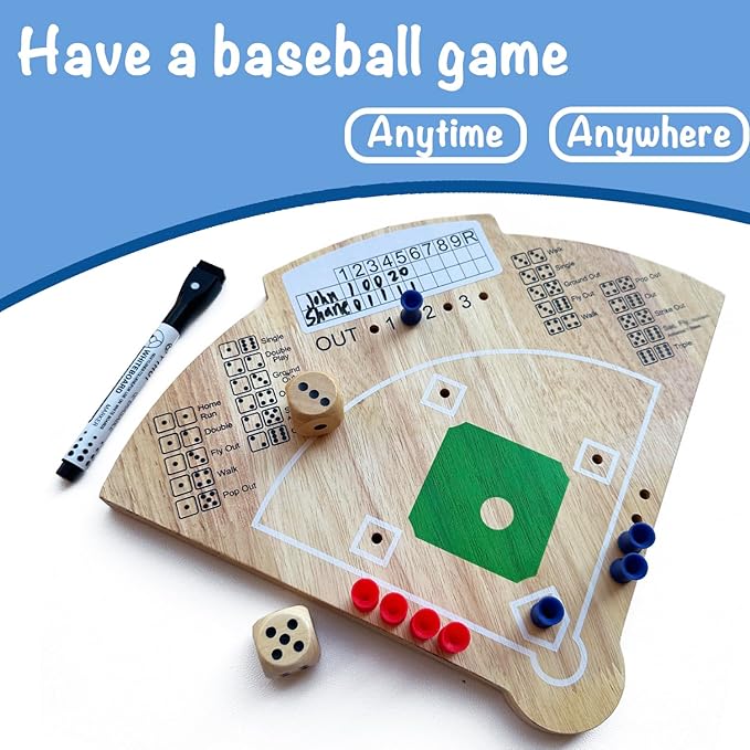 Baseball Board Game, Oak Made Leisure Game for Sport Battle Table Game for Family Party Holiday Coffee Travel Time Gameboard
