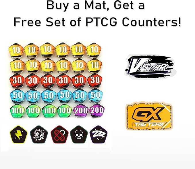 Playmat for Trading Card Game – 2-Player Trainer Mat with 37 Damage Counters and Professional Storage Bag