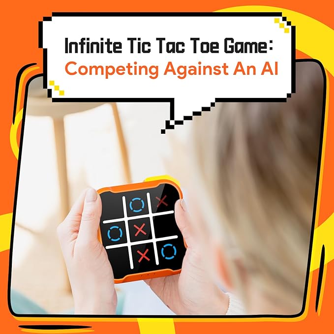 Electronic Tic Tac Toe Game, 3-in-1 Handheld Puzzle Game Console, Portable Educational Board Games on Trip, New Year Birthday for Kids and Adults