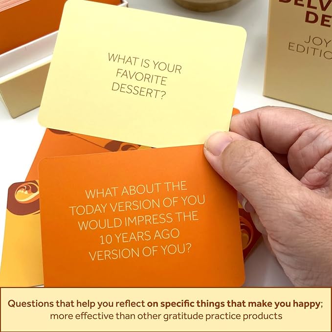 Boredwalk Delve Deck Joy Edition Conversation Cards for Couples, Family and Friends - Question Cards - Gratitude Practice Game for Adults