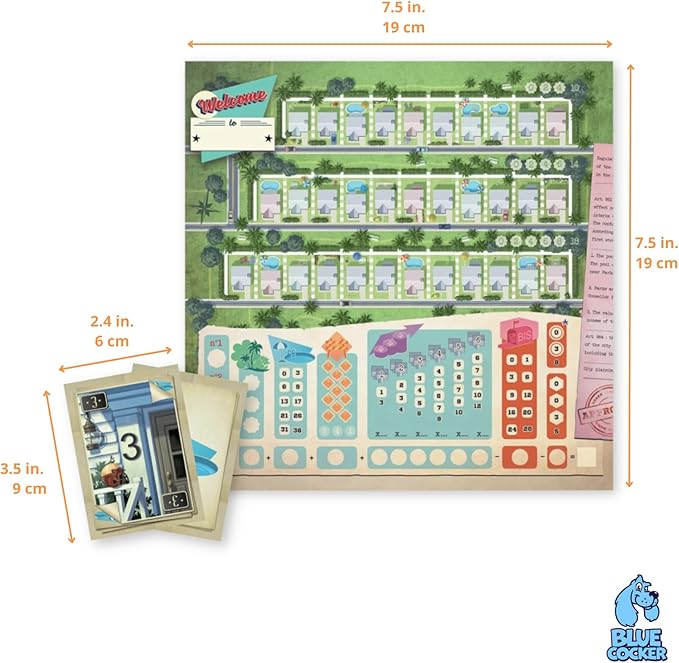 Welcome to... Your Perfect Home Board Game | City Building Strategy Game | Narrative Adventure Game for Adults and Kids | Ages 10+ | 1-6 Players | Avg. Playtime 25 Minutes | Made by Blue Cocker Games