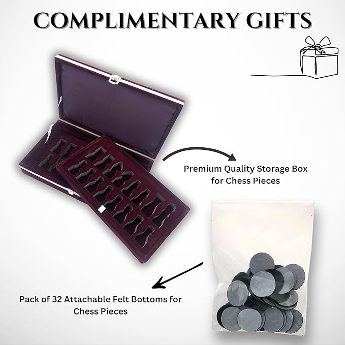 Handcrafted Premium Marble Chess Pieces Set – Elegant 32-Piece Replacement for 12-15 Inch Chess Boards Storage Box (Grey and White)