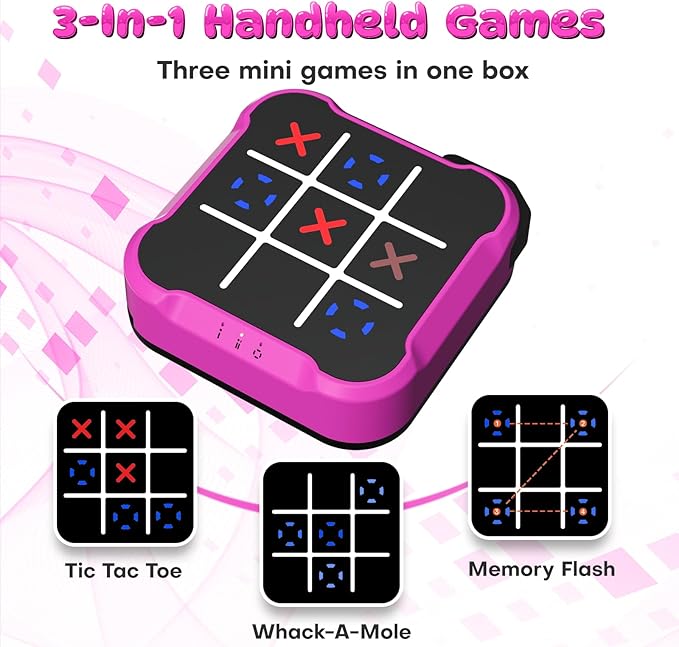 Electronic Tic Tac Toe Bolt Game, Handheld Digital Board Game Console, Electric Puzzle Game for Educational and Memory Growth, Portable Travel Games for Car Ride, Gift Ideal for Kids and Adults