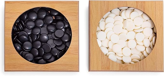 19 x19 Folding Go Bowls and Imitation Jade Go Pieces - Classic Strategy Board Game (Weiqi)