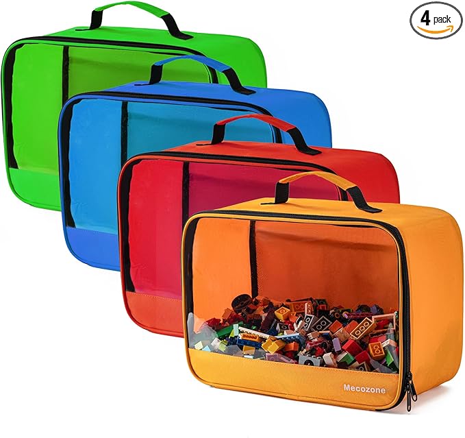 4 PCS Toys Storage Bag, Classic Bricks Building Set Storage Bag, Travel Case for Building Toys, Puzzles,X Large Size