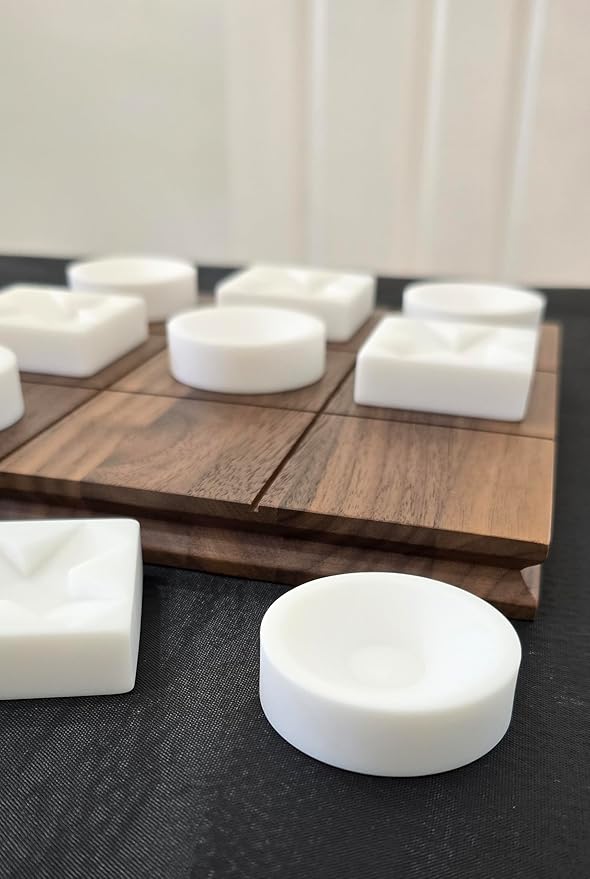 Modern Tic Tac Toe for Home Decoration, Tic Tac Toe Game with Wallnut Wood Base and Resin XO Pieces, Decorative Tic Tac Toe, Table Top Decoration, Housewarming Gift