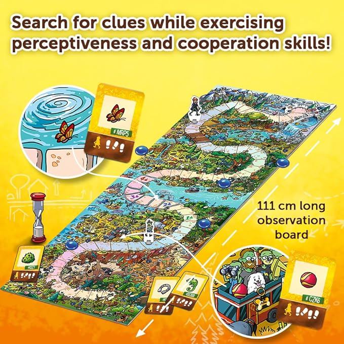 Trefl Spy Guy Animals Junior Cooperative Detective Game, Family Board Game, Meet The Animals, Huge Cartoon Board, for Adults and Children Aged 3 and Over