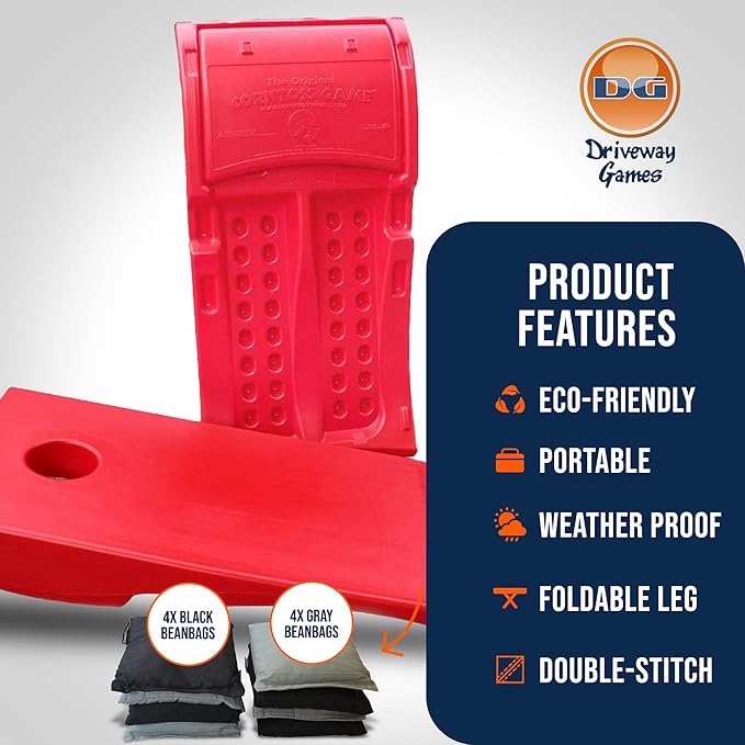 Driveway Games All Weather Corntoss Bean Bag Cornhole Yard Game Set for Indoor and Outdoor Use with 2 Target Boards and 8 Bean Bags