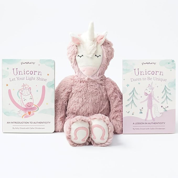 Slumberkins 14" Unicorn Kin & 2 Board Books Complete Set Bundle | Promotes Authenticity, Confidence & Healthy Friendships | Social Emotional Tools for Ages 0+ (Unicorn Kin Plush + 2 Board Books)