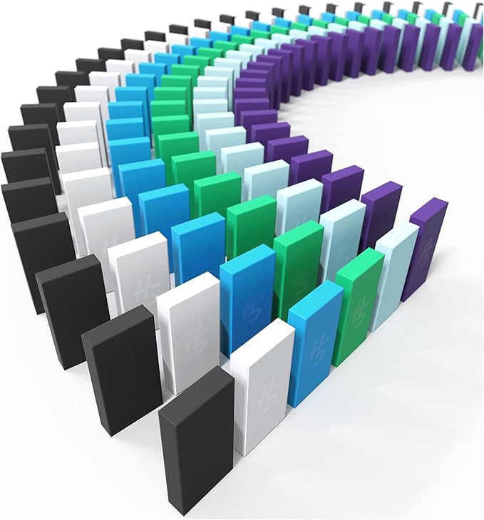 Spin Master Games, H5 Domino Creations, 180-Piece Dominoes Set by Lily Hevesh Colorful 3-Pack Bundle of 60-Piece Packs, Family Games for Ages 5+