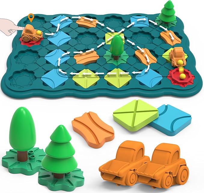 Kids Toys STEM Board Games - Logic Road Builder Brain Teasers Puzzles for 4 5 6 7 Year Old Boys Girls, Educational Montessori Birthday Gifts for Ages 4-8 Preschool Classroom Learning (41 PCS)