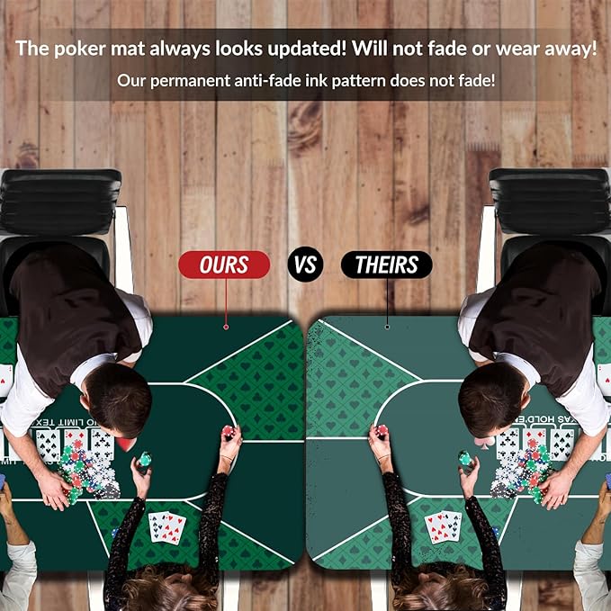 nuveti 79 x 39 Foldable Texas Poker Card Tabletop Layout Portable Anti-Slip Rubber Board Game Mat Smooth Premium Surface, Noise Reduction Poker Mat for Table