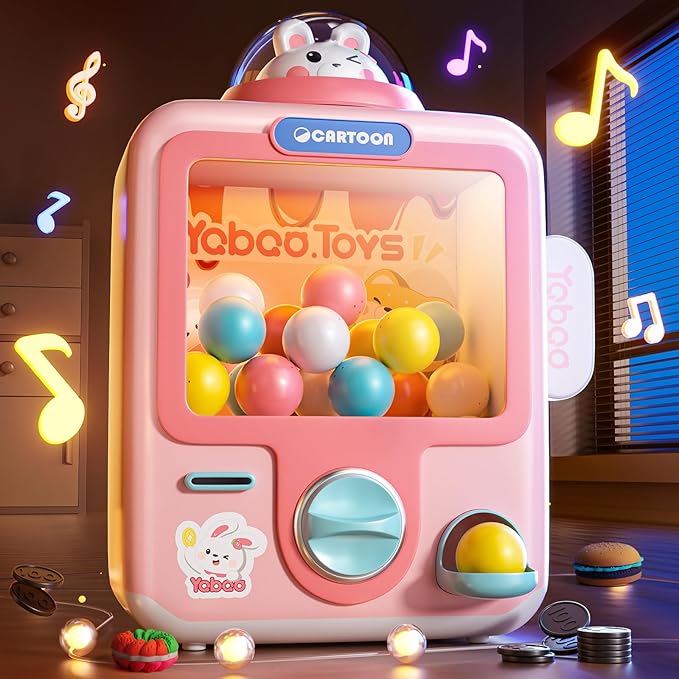 Skirfy Vending Machine Kids Toys Mini Claws Machine 12 Erasers Operated Gumball Prize Machine Maker Game Claws Machine Game Sensory Toys Dolls Gifts（Pink）