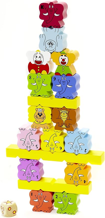 Tabletop Board Game, Wooden Stacking Counting Circus Theme, for Preschool Kids Adults, Party Indoor Activities, Educational STEM Toys, Ages 3+, Zimbbos by Blue Orange Games