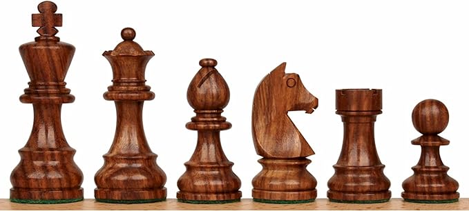 Hastha Kalalu | Tournament Series Staunton Style Chess Pieces Only Chess Set, German Knight Luxury Wooden Chess Set, Hand Carved Weighted Chess Pieces (Rosewood: Boxwood, 3 Inches)