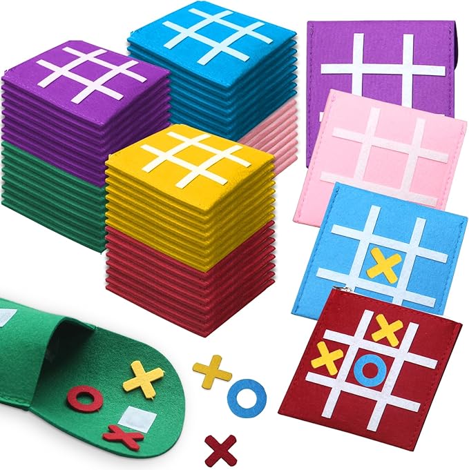 48 Pcs Tic Tac Toe Strategic Board Game, Mini Strategic Board Game for Kids Family,Classic Mini Board Toys, Board Gifts for Students with Envelope,Birthday Party Gifts