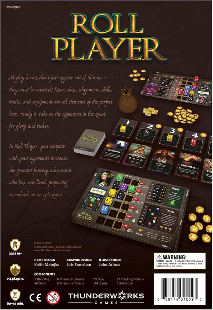 Roll Player Board Game | A Dice Game of Fantasy Character Creation | Ages 10+ | Competitive Strategy | Family Game for 1-4 Players | 60-90 Minutes