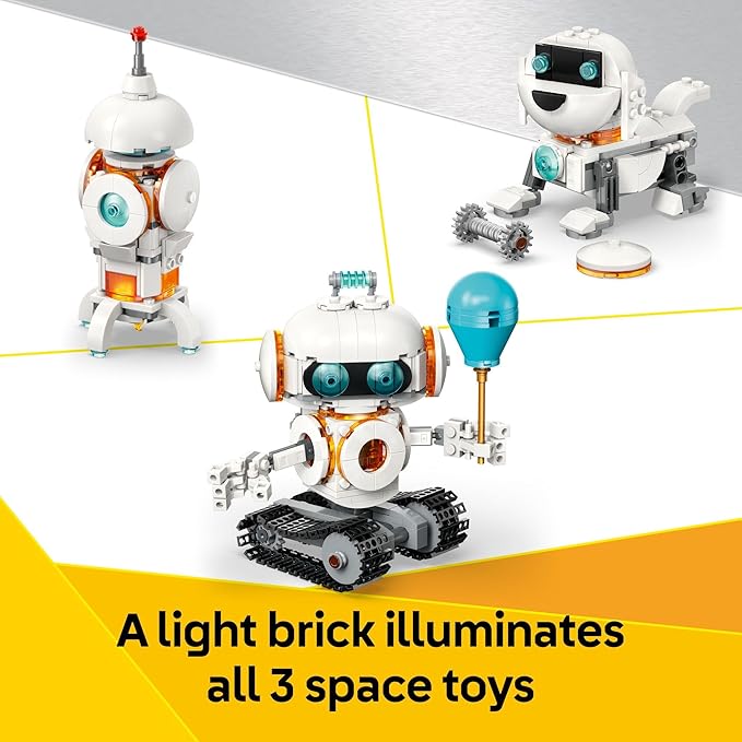 LEGO Creator 3 in 1 Space Robot Toy - Building Toy with 3 Options, Robot, Spaceship, or Robot Dog - Building Kit for Kids, Boys and Girls, Ages 8+ - Gift Idea for Birthdays - 31164