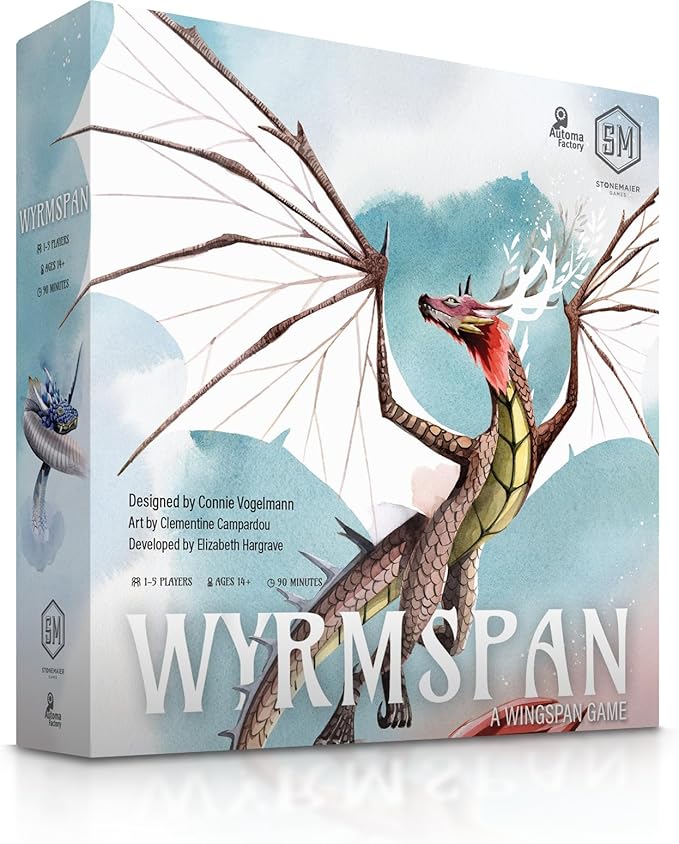Stonemaier Games: Wyrmspan - A Wingspan Game by Connie Vogelmann | Build a Cavernous Sanctuary for Beautiful Dragons | Strategy Board Game for Adults and Family | 1-5 Players, 90-120 Min, Ages 14+