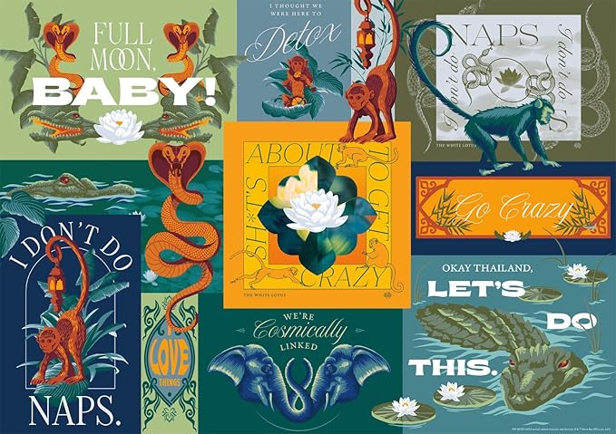 Buffalo Games - Warner Bros - White Lotus Collage - 500 Piece Jigsaw Puzzle for Adults - Challenging Puzzle Perfect for Game Nights - Finished Size is 21.25 x 15.00