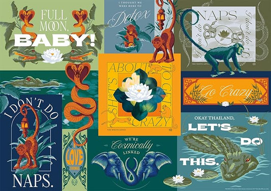 Buffalo Games - Warner Bros - White Lotus Collage - 500 Piece Jigsaw Puzzle for Adults - Challenging Puzzle Perfect for Game Nights - Finished Size is 21.25 x 15.00