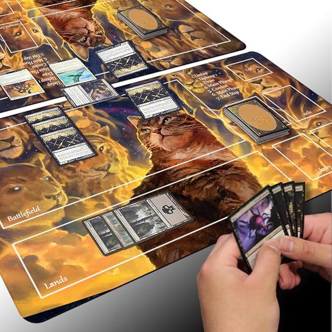 Board Game MTG Playmat Games Size 60X35 cm CCG Compatible for TCG RPG CCG Play mats (Nine Lives-Zone)