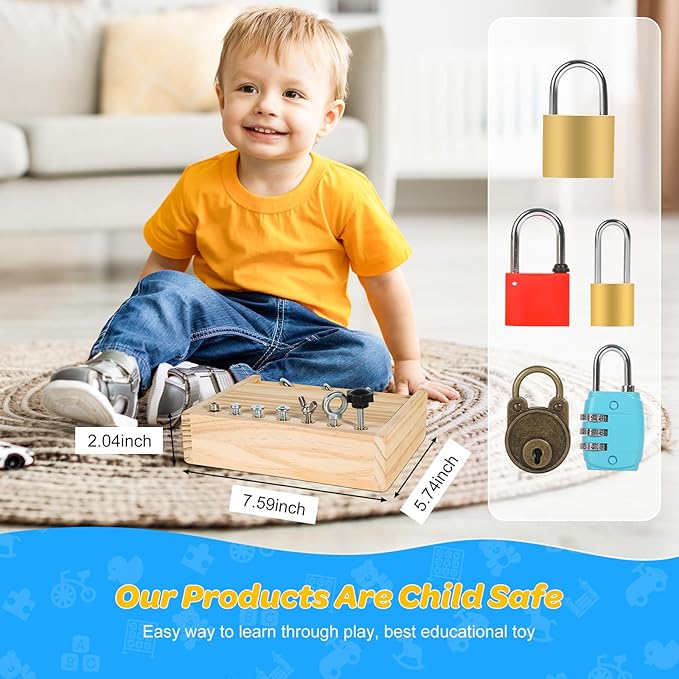 Montessori Screwdriver Board Set-Lock and Key Toy,Montessori Toys for 3 4 5 Year Old,Kids Tool Set,Preschool Learning Sensory - Fine Motor Skills - STEM Toys