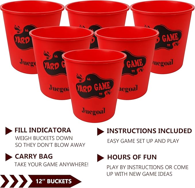 Juegoal Outdoor Yard Games Set with Buckets and Balls, Toss Game Throwing Game for Beach, Camping, Lawn and Backyard