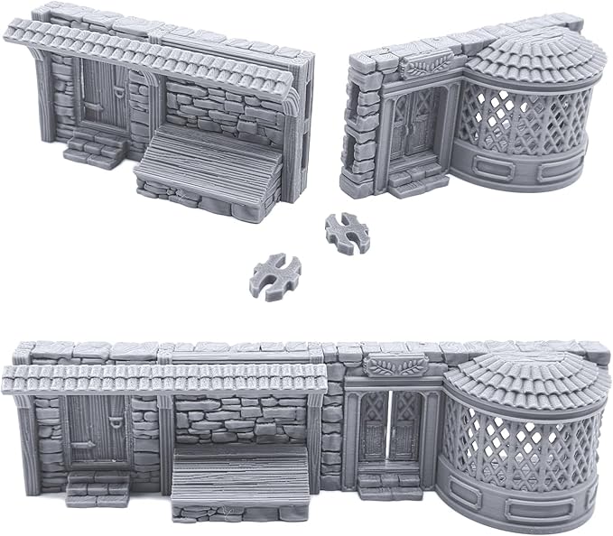 Terrace Shopfronts by Printable Scenery, 3D Printed Tabletop RPG Scenery and Wargame Terrain 28mm Miniatures