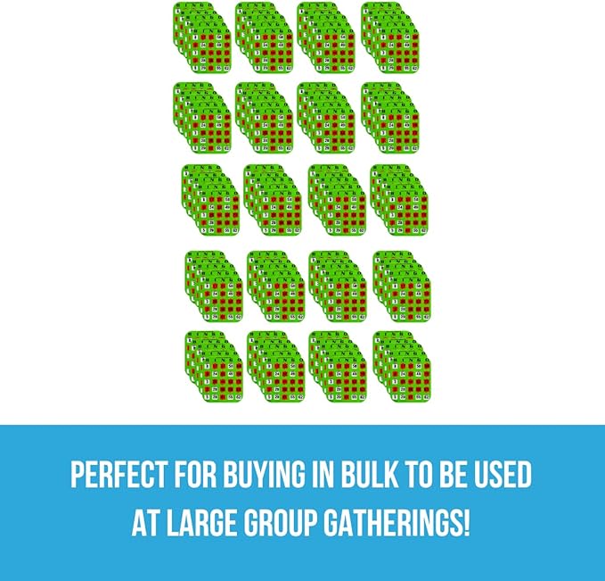 Regal Bingo - Shutter Slide Bingo Cards Only - 8” x 9” - 5-Ply Green Cardstock - Easy to Read - No Duplicates - Red Sliding Windows - Perfect for Large Groups, Bulk Purchasing