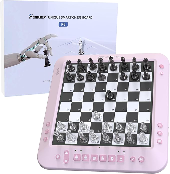 Electronic Chess Set, Board Game, Computer Chess Game, Chess Set Board Game, Electronic Chess Set Game, Chess Sets Games Lovers, for Beginners Great Partner (Pink)