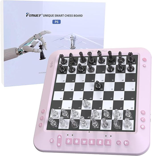 Electronic Chess Set, Board Game, Computer Chess Game, Chess Set Board Game, Electronic Chess Set Game, Chess Sets Games Lovers, for Beginners Great Partner (Pink)