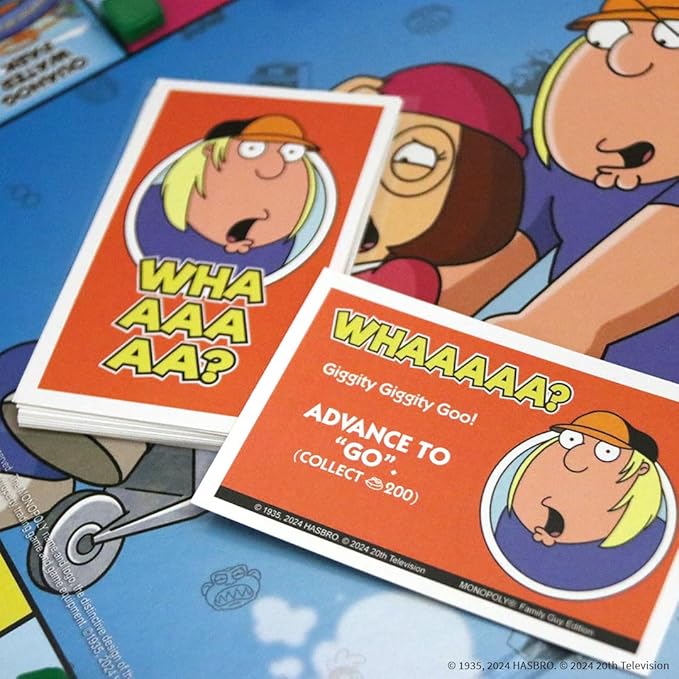 Monopoly: Family Guy Board Game, Featuring Banana Brian, Giant Chicken, Rupert and More, Buy, Sell, Trade Quahog’s Locations from McBurgertown to Wild West Ranch, Officially Licensed Family Guy Game