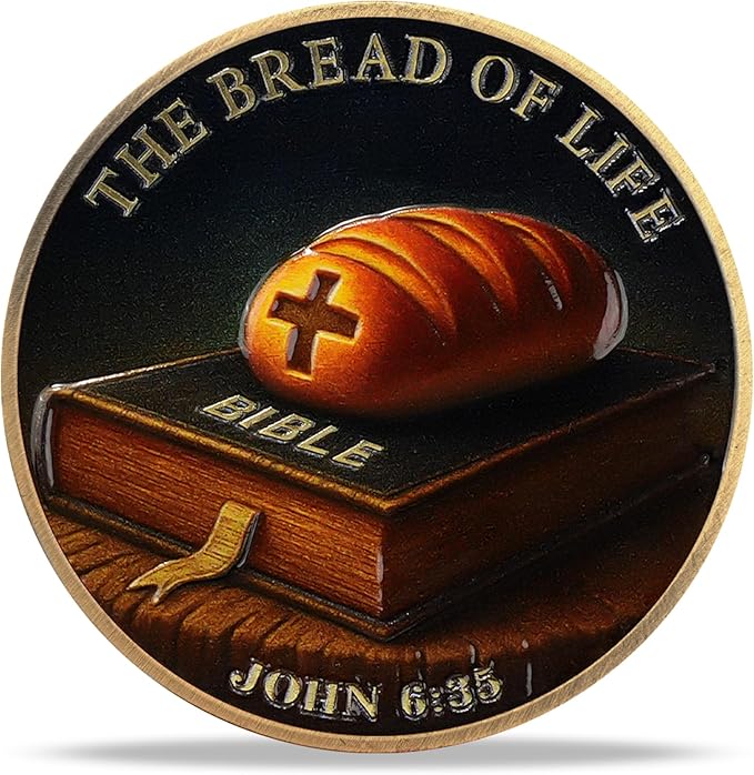 Bible Bread Religious Coin Inspirational Bible Verse Medallion Faith-Based Gifts for Spiritual Encouragement for Men & Women