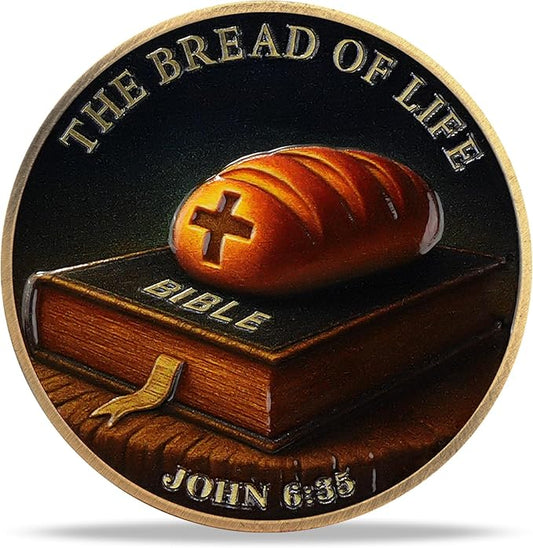 Bible Bread Religious Coin Inspirational Bible Verse Medallion Faith-Based Gifts for Spiritual Encouragement for Men & Women