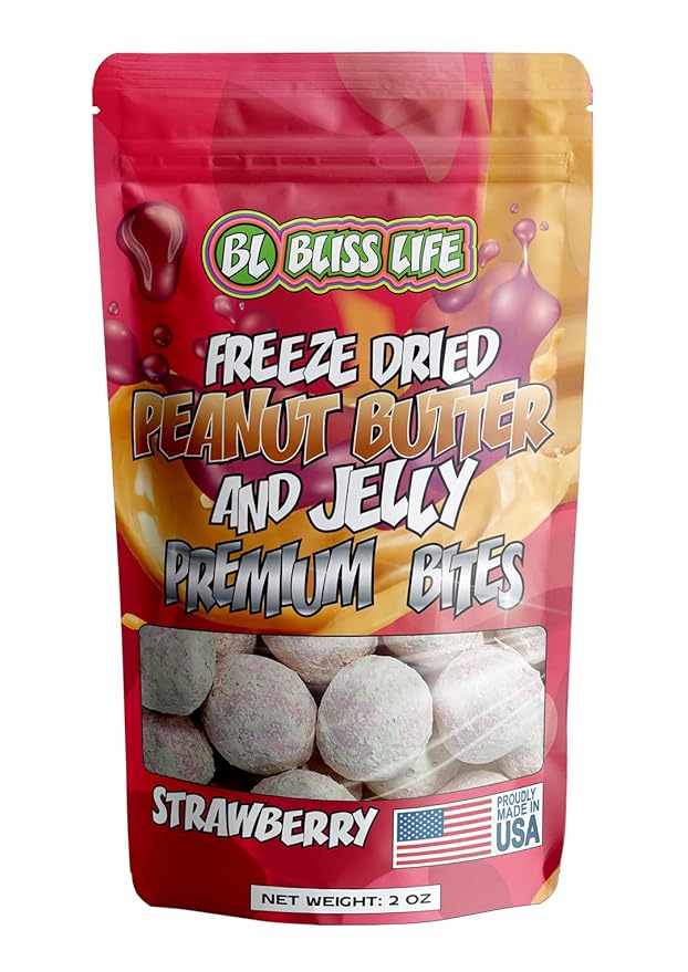 Freeze Dried PB&J Strawberry Candy Exotic new TikTok Trend Unique Novelty Snack that Melts in your Mouth 2oz