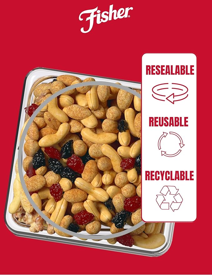Fisher Snack Sweet Nut Bulk Trail Mix, 38 oz (Pack of 1), Honey Roasted Peanuts, Raisins, Frosted Walnuts, Cashews, Dried Sweetened Cranberries, Healthy Snacks for Adults & Kids, Dried Fruit, Trail Mix Snacks
