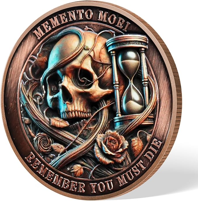Memento Mori Coin Momento Mori Coin Skull Coin Stoic Gifts Memento Mori Calendar Living Memento Mori Amor Fati Coin (Time Disc Skeleton)